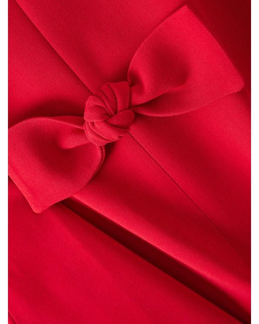 Elie Saab Red Cape-Effect Bow-Embellished Crepe Gown