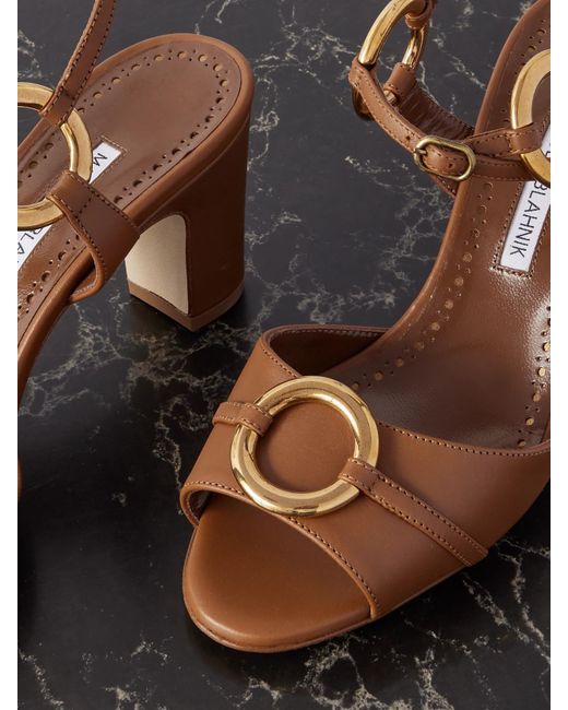 Manolo Blahnik Brown Ileos Leather Sandals