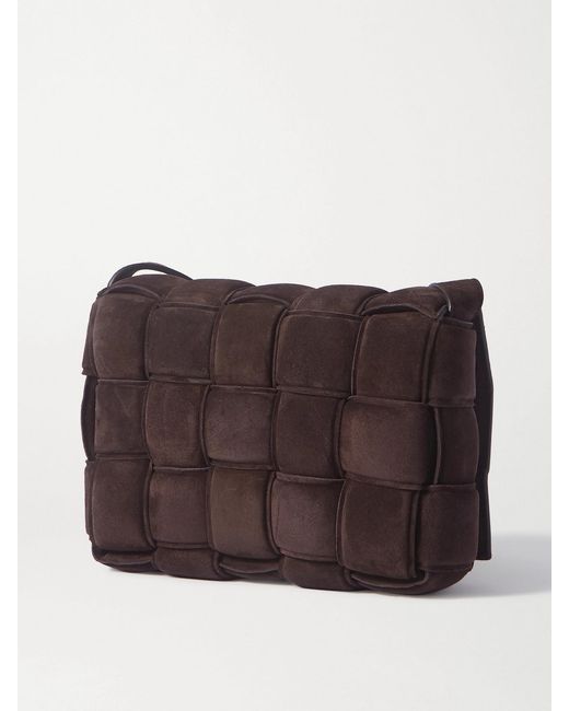 Bottega Veneta Brown Padded Cassette Intrecciato Suede Cross-body Bag