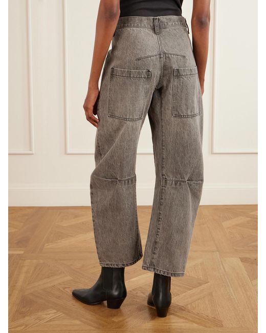 Nili Lotan Gray Shon Mid-Rise Barrel-Leg Jeans