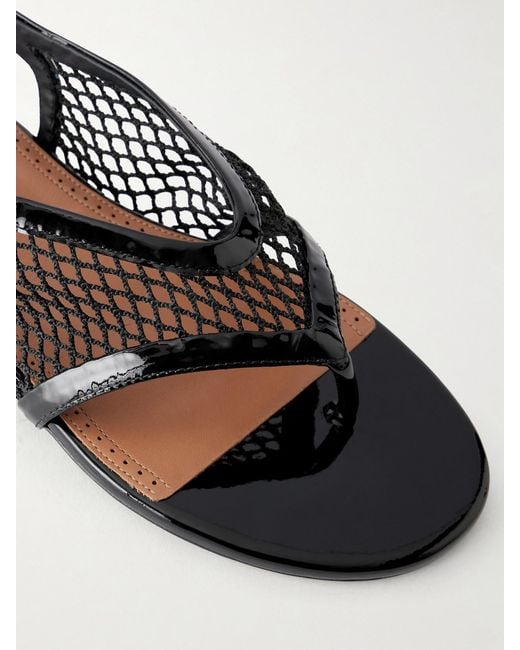 Alaïa Black Fishnet Flat Sandals