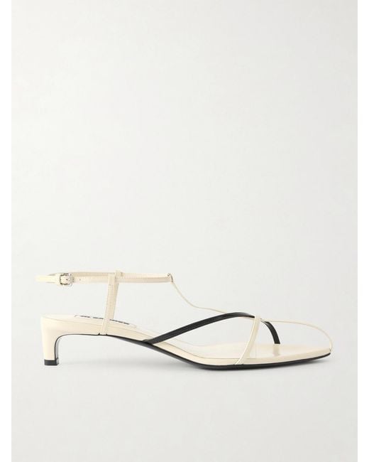 Jil Sander Natural Two-Tone Leather Slingback Sandals