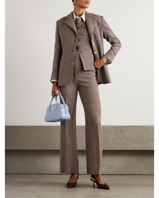Giuliva Heritage Brown Laura Hose Mit Weitem Bein Aus Wolle Mit Hahnentrittmuster