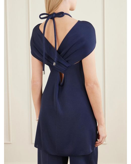 Lanvin Blue Choker Jersey Halterneck Tunic