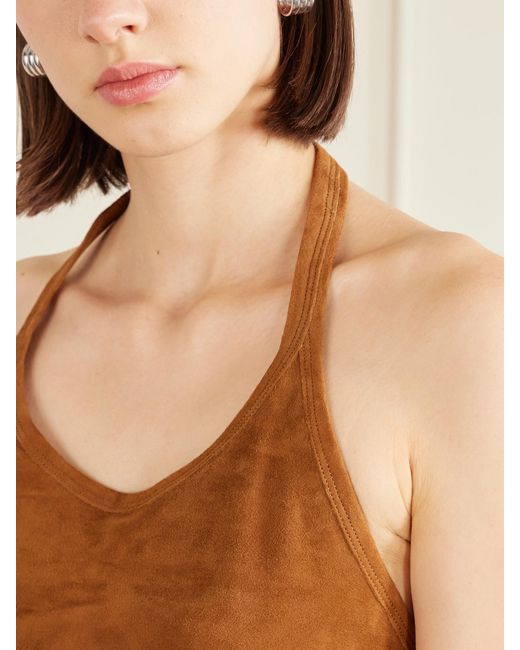 Stouls Brown Cherry Open-Back Suede Halterneck Tank