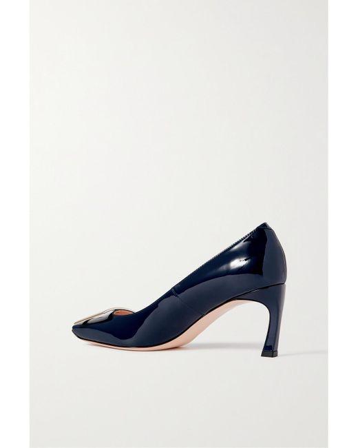 Roger Vivier Blue Belle Vivier Trompette 70 Buckled Patent-Leather Pumps