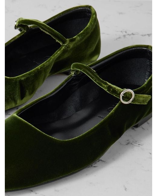 Aeyde Black Uma Velvet Mary Jane Ballet Flats