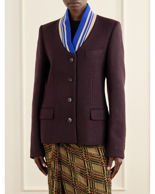 Dries Van Noten Blue Striped Wool-Blend Jacket