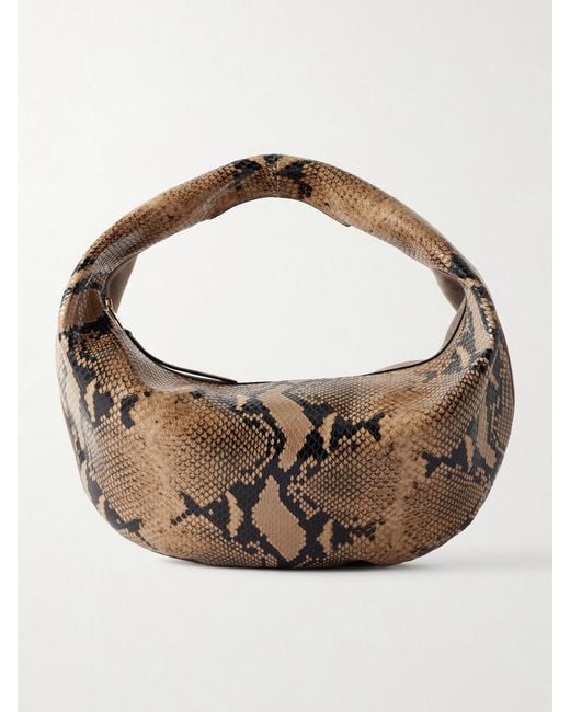 Khaite Metallic Olivia Medium Snake-Effect Leather And Suede Bag