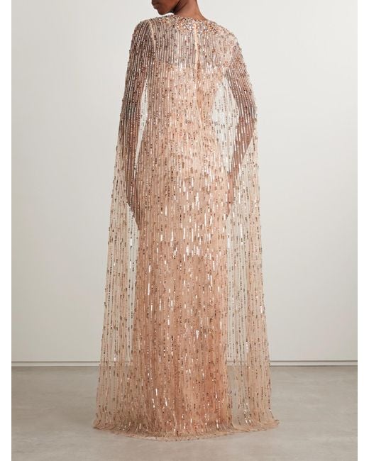 Jenny Packham Pink Robe Aus Tüll Mit Verzierungen Und Cape-Effekt