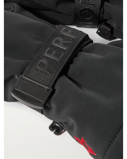 Perfect Moment Black Davos Padded Shell And Leather Mittens