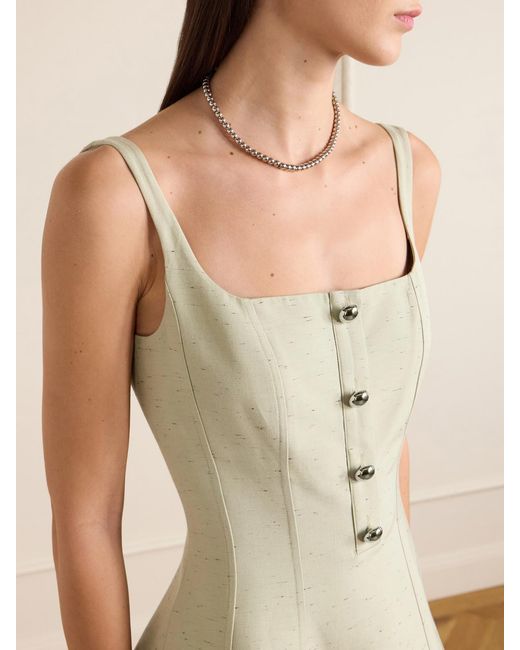 Altuzarra Natural Orrie Button-Embellished Cotton-Blend Midi Dress
