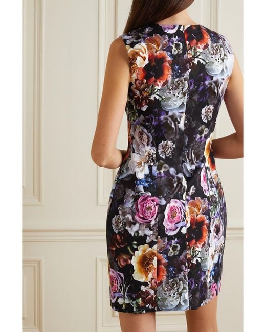 Adam Lippes Black Floral-Print Stretch Cotton-Twill Mini Dress