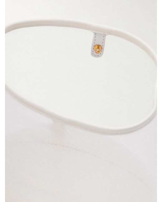 Neous White Pardalis Leather-Trimmed Mesh Bucket Shoulder Bag