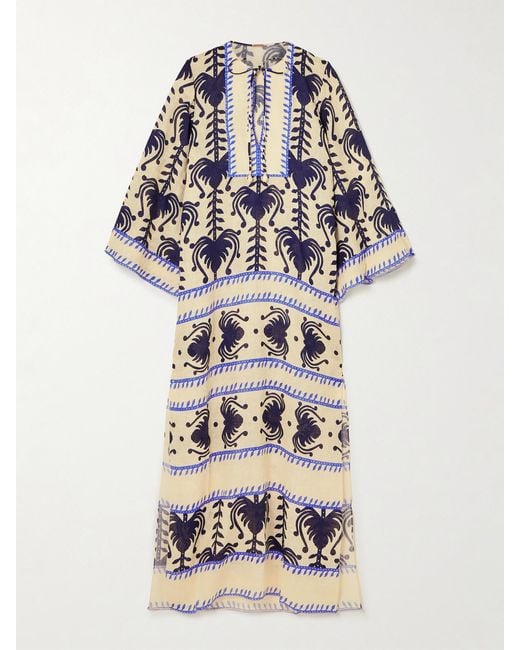 Johanna Ortiz White Wild Savannah Embellished Printed Linen Tunic