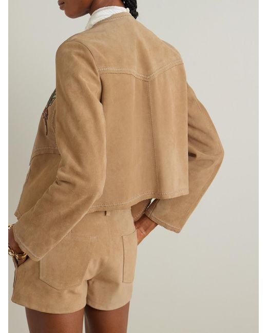 Etro Natural Appliquéd Suede Jacket