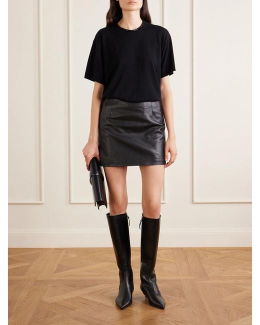 Aeyde Black Sabrina 35 Leather Knee-High Boots