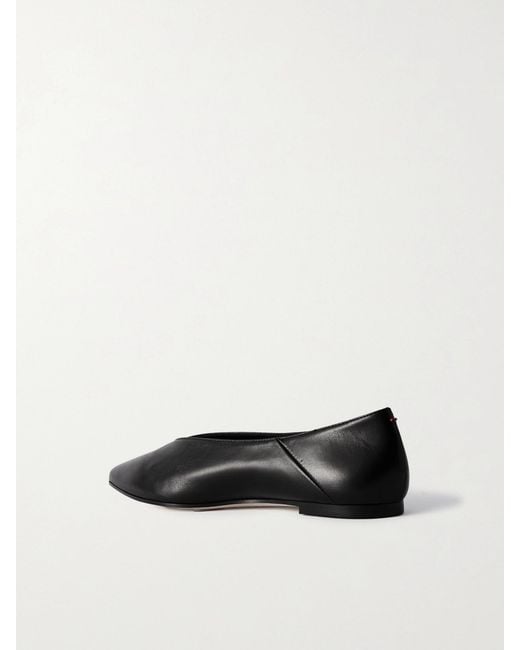 Aeyde Black Moa Leather Point-Toe Flats