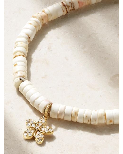 Sydney Evan White Small Plumeria 14-Karat, And Diamond Bracelet