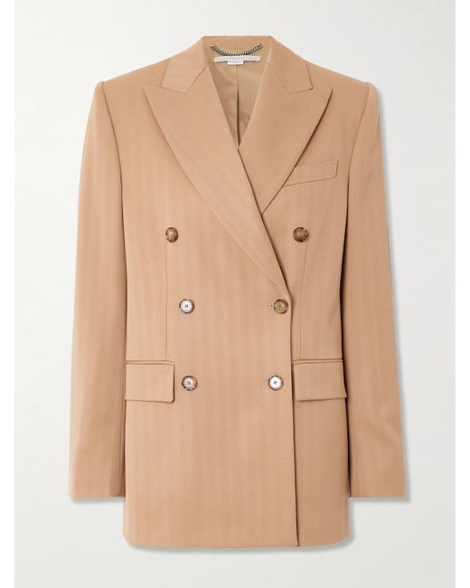 Stella McCartney Natural Doppelreihiger Blazer Aus Einer Wollmischung Mit Streifen