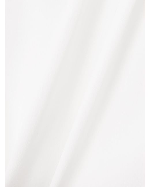 Alexander McQueen White Ruffled Lace-Trimmed Silk Crepe De Chine Blouse