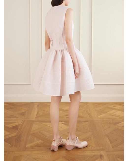 CECILIE BAHNSEN Pink Claudie Gathered Paneled Cloqué Midi Dress