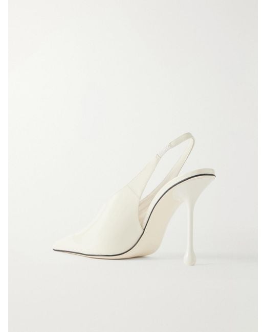 Jimmy Choo White Isa 95 Patent-Leather Pumps