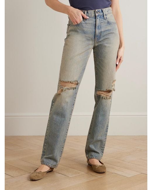 SLVRLAKE Denim Blue Sophie Long Mid-Rise Straight-Leg Jeans