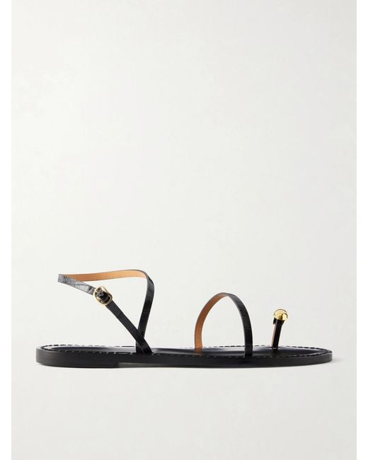 Amanu Black The Marrakech Embellished Leather Flats