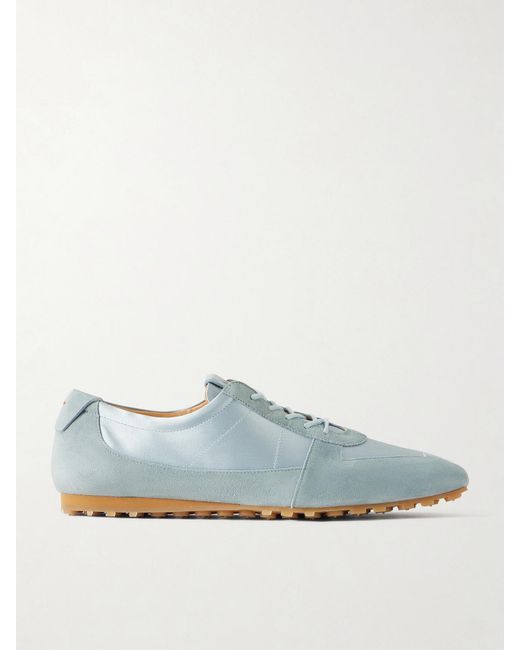 Aeyde Blue Uma Suede And Satin Sneakers