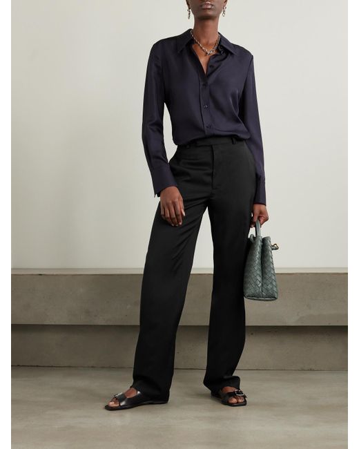 Rohe Black Wool And Mohair-Blend Crepe Straight-Leg Pants