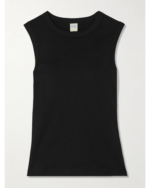 Flore Flore Black Esmé Ribbed Organic Cotton-Jersey Tank