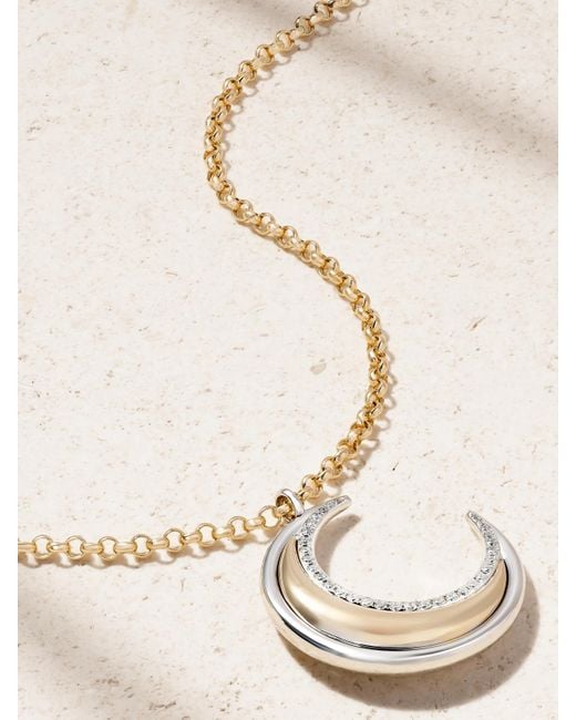 L'Atelier Nawbar Natural Moon Bloop 18-Karat And Diamond Pendant