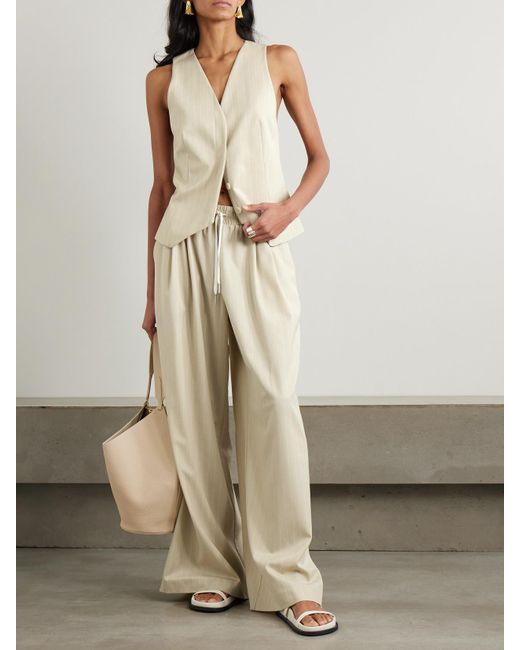 St. Agni Natural Pinstriped Wool-Blend Twill Vest