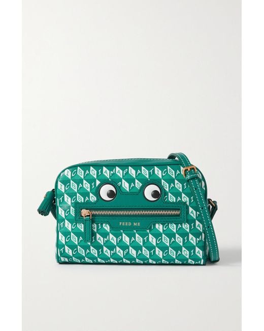 Anya Hindmarch + Net Sustain I Am A Plastic Bag Frog Leathertrimmed Recycled Coatedcanvas