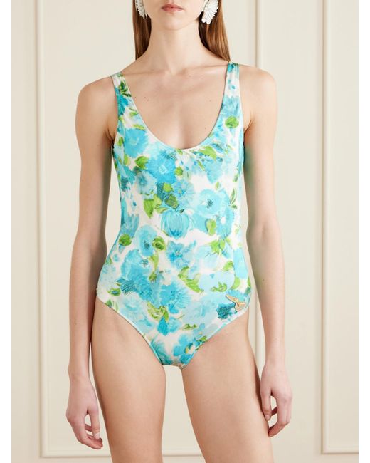 Chloé Blue Floral-Print Swimsuit