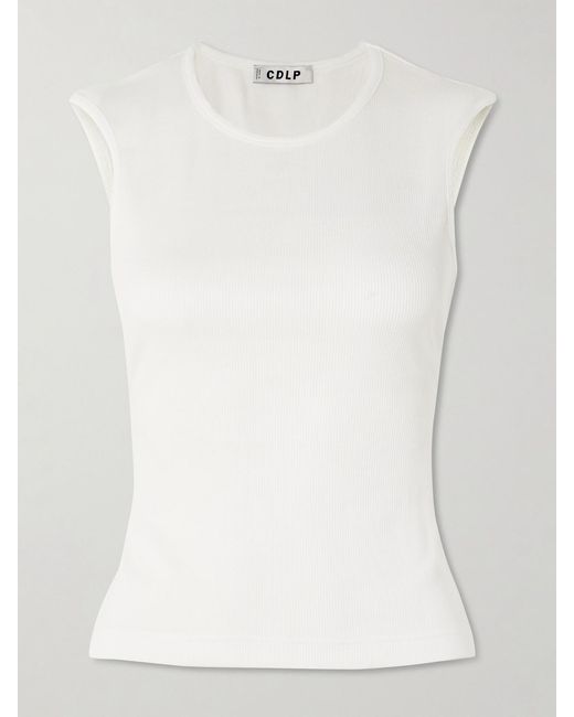 CDLP White Ribbed Tencel Lyocell And Cotton-Blend Jersey Tank