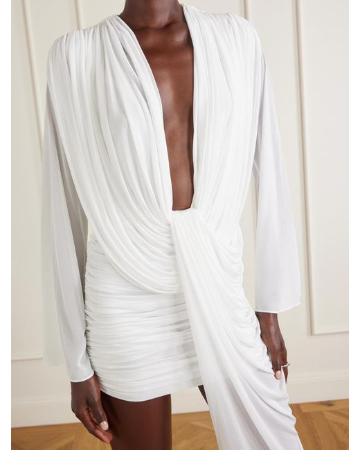 Christopher Esber White Ripple Draped Jersey Mini Dress