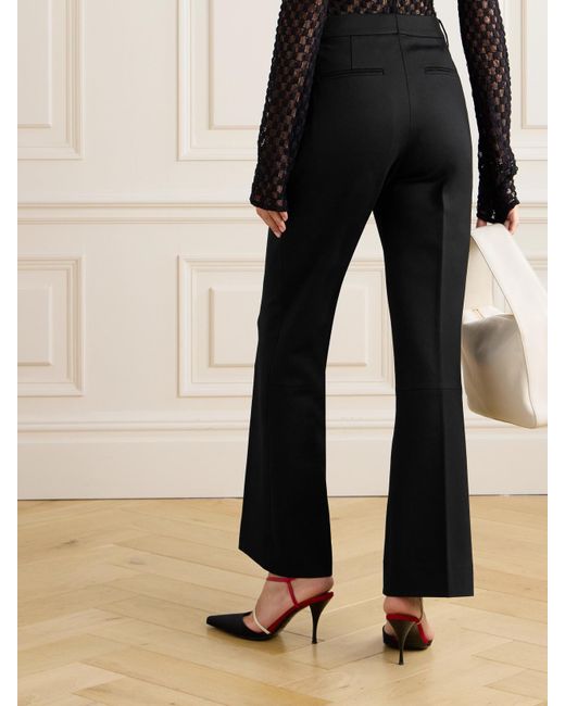 Victoria Beckham Black Cropped Crepe Flared Pants