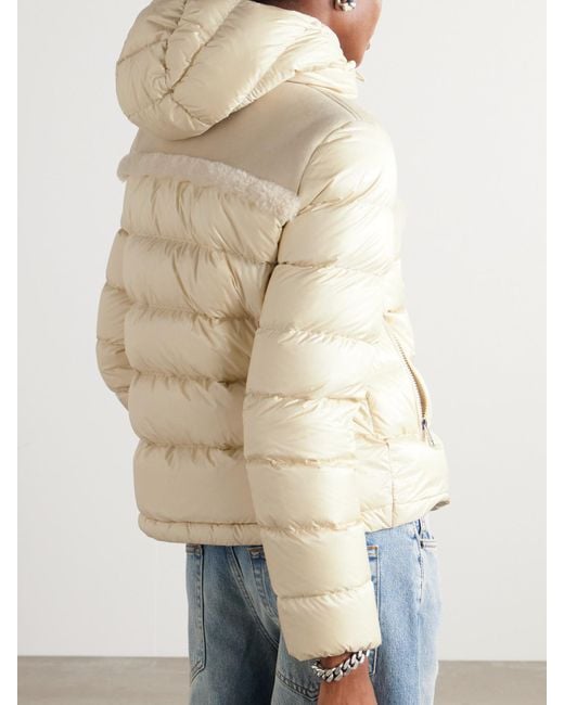 Moncler Natural Beauvais Shearling-Paneled Quilted Shell Hooded Down Jacket