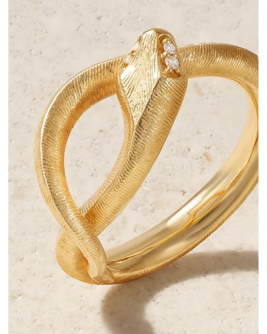 Ole Lynggaard Copenhagen Natural Small Snakes 18-Karat Diamond Ring