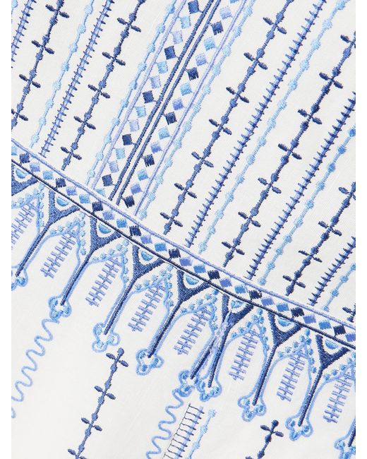 Emporio Sirenuse Blue Nellie Embroidered Linen And Cotton-Blend Maxi Dress