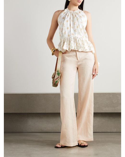 Johanna Ortiz Natural Passage Poise Organic Linen Wide-Leg Pants