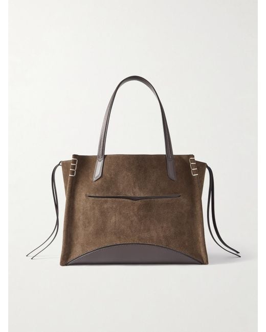 J.W. Anderson Brown Loafer Cabas Tasseled Leather-Trimmed Suede Shoulder Bag
