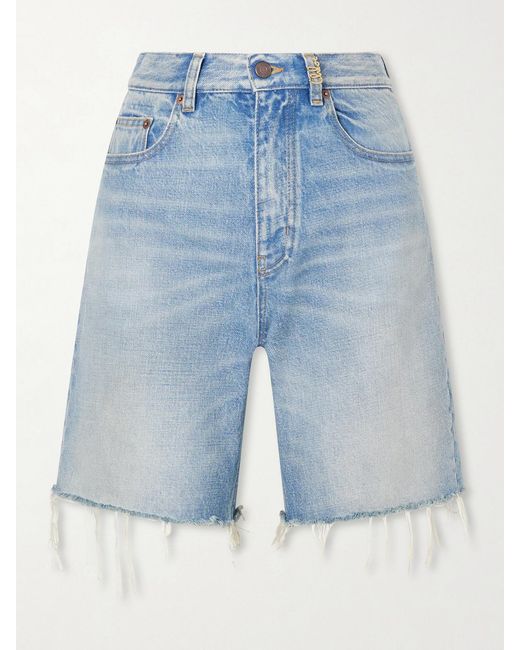 Chloé Blue Frayed Denim Shorts