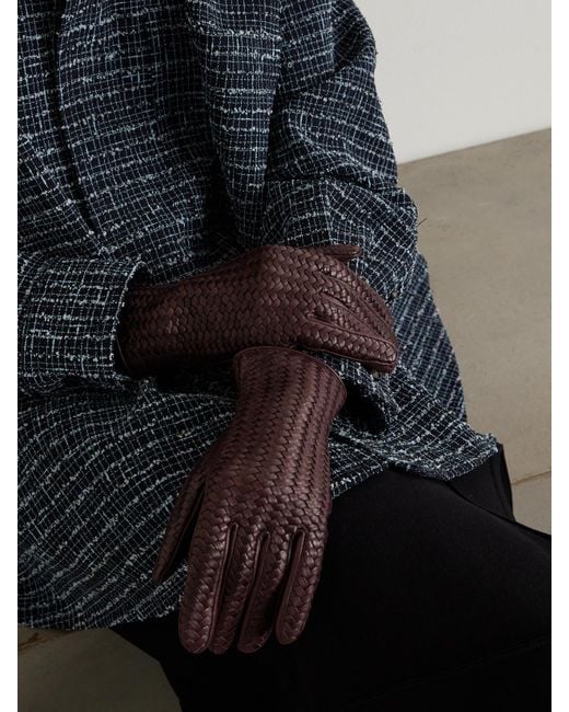 Agnelle Purple Stanilas Woven Leather Gloves