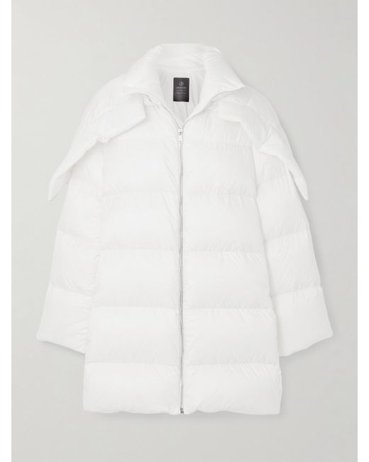 Rick Owens White Moncler Cyclopic Oversized-Daunenjacke Aus Gestepptem Shell Mit Applikation