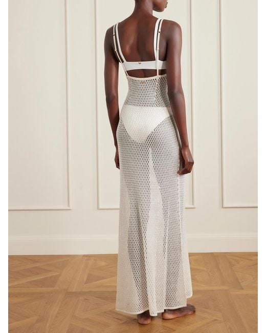 Kiki de Montparnasse White Crocheted Silk Maxi Dress