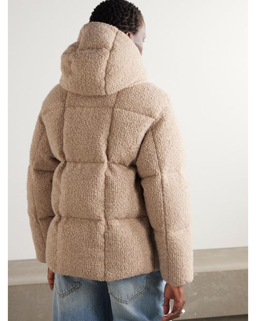 Moncler Natural Appliquéd Quilted Metallic Bouclé Hooded Down Jacket