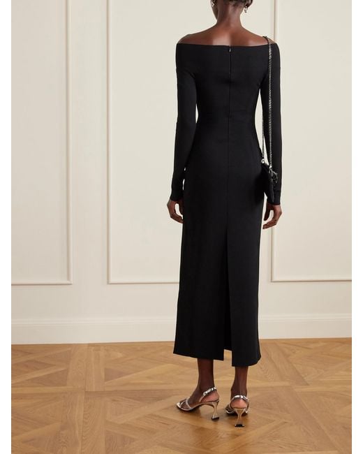 Stella McCartney Black Off-The-Shoulder Knitted Midi Dress